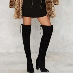 Marc Fisher LTD Okun Over The Knee Thigh Black Suede Boots Size 6.5